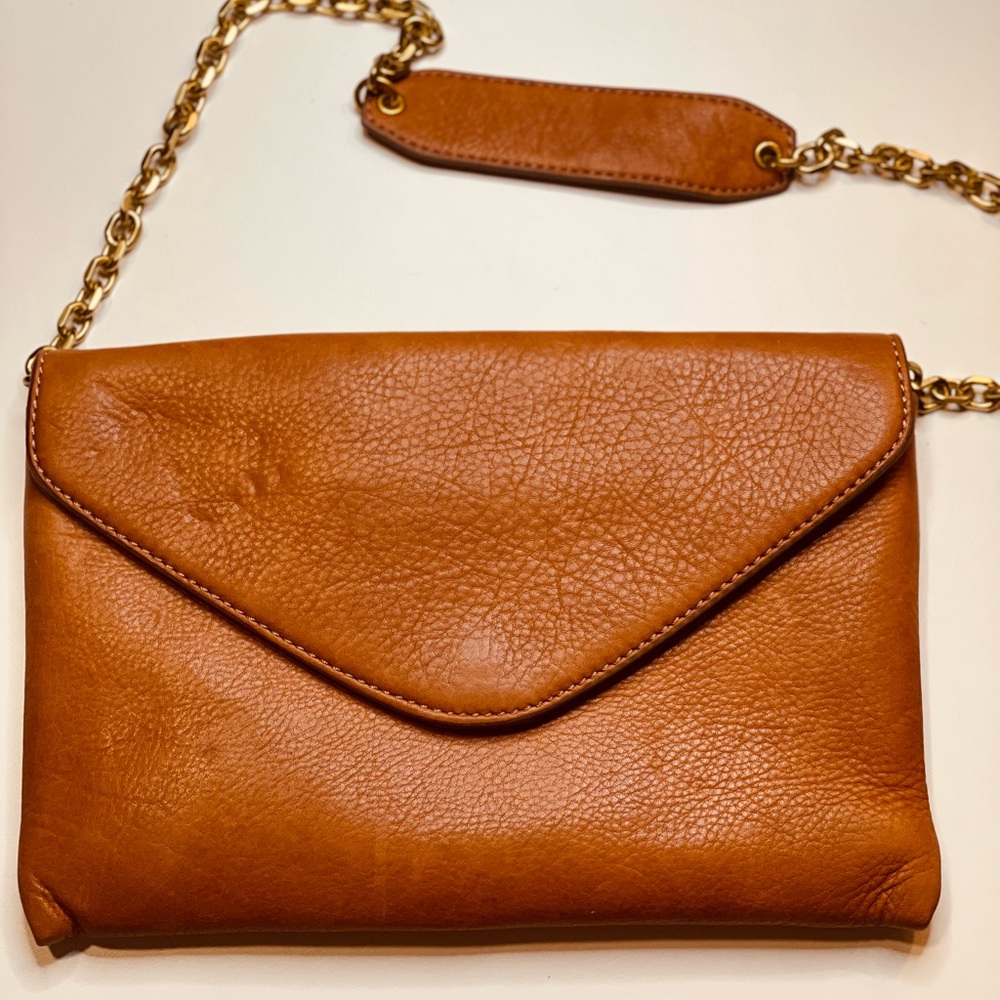 JCrew leather clutch/bag with optional chain